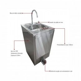 Lavatório Portátil em Aço Inox com Acionamento por Pedal